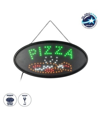 GloboStar® 75685 Φωτιστικό Ταμπέλα LED Οβάλ Σήμανσης PIZZA 3W με Πρίζα AC 230V - Μ48 x Π1.8 x Υ24.5cm